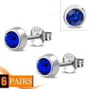 Sapphire CZ Silver Stud Earrings, e426st